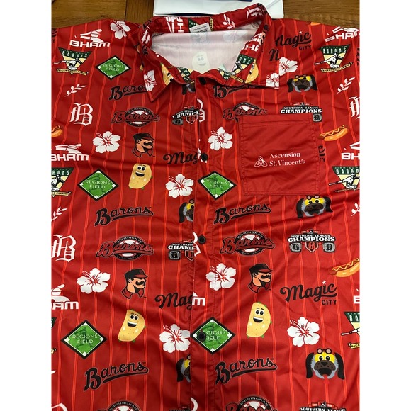 Other - destroyer rocks birmingham barons aop red short sleeve‎ button up xl